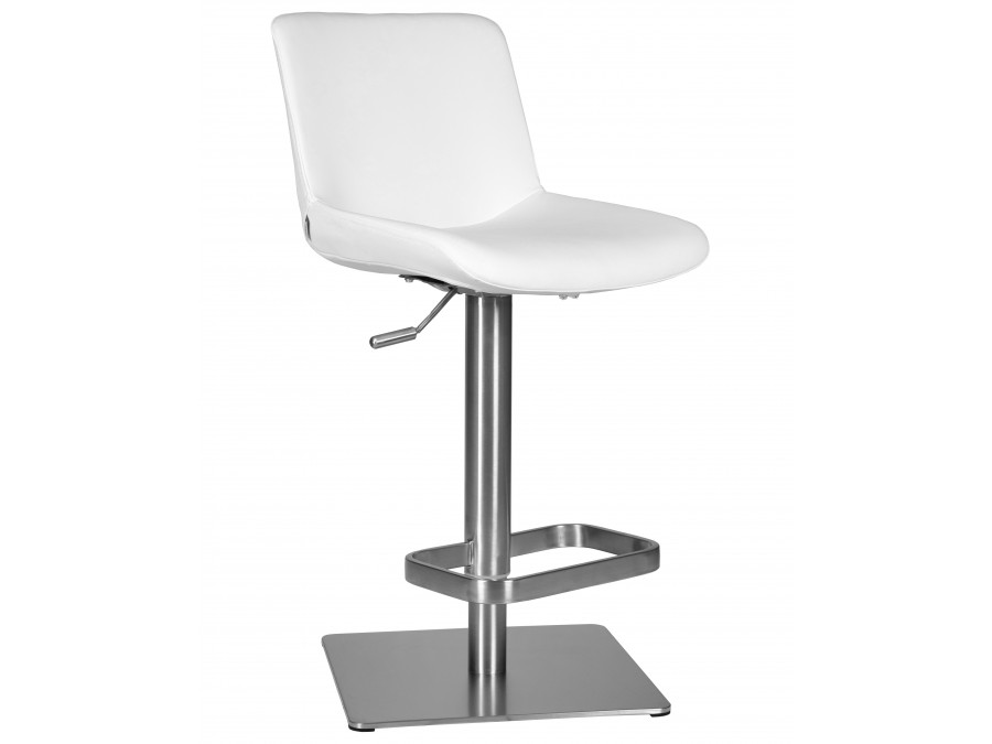 Стул барный DOBRIN ALDO, белый PU P23, основание из нержавеющей стали