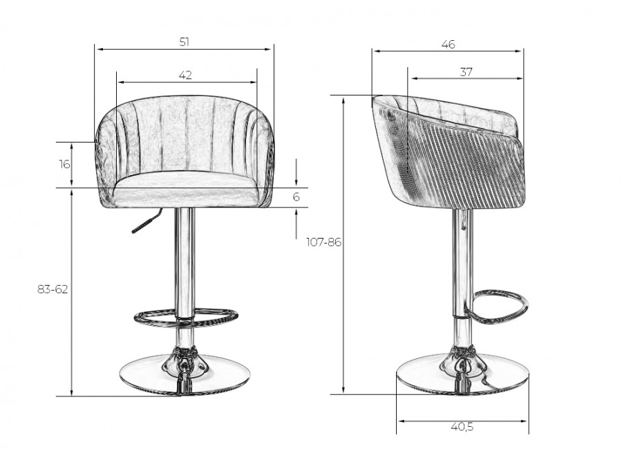 Стул барный DOBRIN DARCY, синий велюр (1922-20)