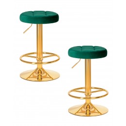 Набор 2 шт Табурет барный DOBRIN BRUNO GOLD, зеленый велюр (MJ9-88)