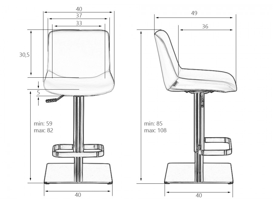 Стул барный DOBRIN ALDO, белый PU P23, основание из нержавеющей стали