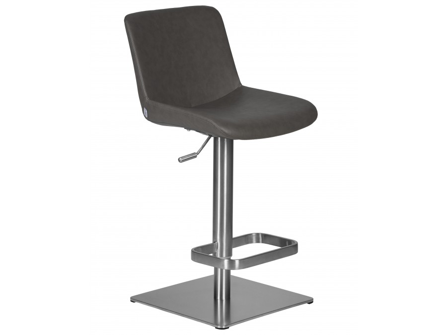 Стул барный DOBRIN ALDO, серый PU YP4, основание из нержавеющей стали