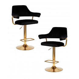 Набор 2 шт Стул барный DOBRIN CHARLY GOLD, черный велюр (MJ9-101)
