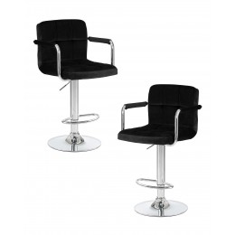 Набор 2 шт Стул барный DOBRIN KRUGER ARM, черный велюр (MJ9-101)