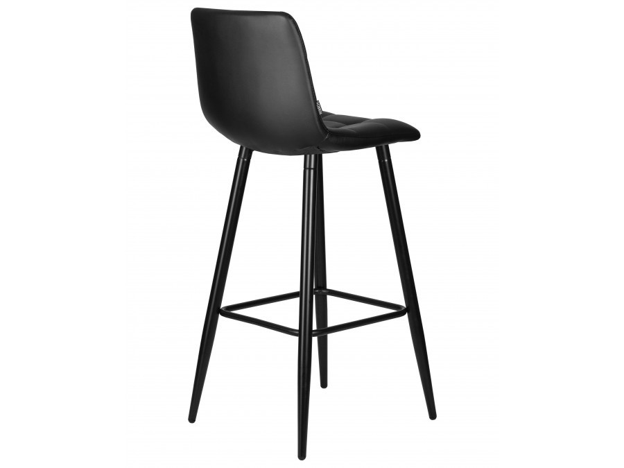 Стул барный DOBRIN NICOLE, черные матовые ножки, черная экокожа (P-01)
