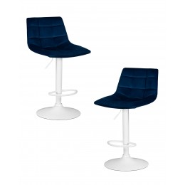 Набор 2 шт Стул барный DOBRIN TAILOR WHITE, синий велюр (MJ9-117)