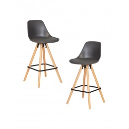 Набор 2 шт Стул полубарный DOBRIN RONNI, ножки светлый бук, тёмно-серый (GR-04)