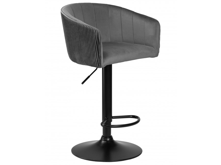 Стул барный DOBRIN DARCY BLACK, серый велюр (1922-19)