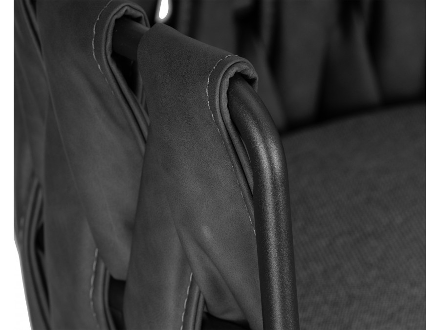 Стул барный DOBRIN AMELIA, серая ткань (F-48), темно-серый винтажный PU (MF-12)