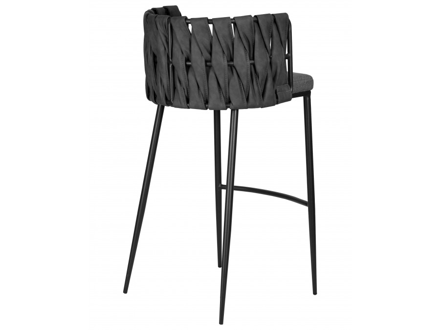 Стул барный DOBRIN AMELIA, серая ткань (F-48), темно-серый винтажный PU (MF-12)