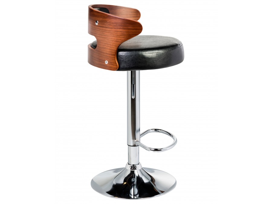Стул барный DOBRIN FRED, коричневое дерево, чёрный