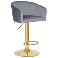 Стул барный DOBRIN DARCY GOLD, серый велюр (1922-19)