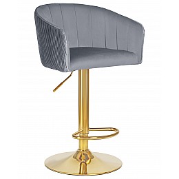 Стул барный DOBRIN DARCY GOLD, серый велюр (1922-19)