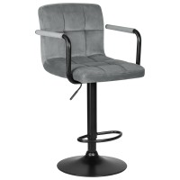 Стул барный DOBRIN KRUGER ARM BLACK, серый велюр (MJ9-75)