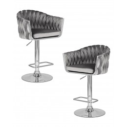 Набор 2 шт Стул барный DOBRIN MARCEL, серый велюр (MJ9-75)