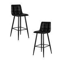 Набор 2 шт Стул барный DOBRIN NICOLE, черные матовые ножки, черная экокожа (P-01)
