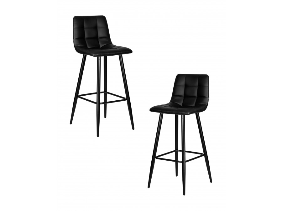 Набор 2 шт Стул барный DOBRIN NICOLE, черные матовые ножки, черная экокожа (P-01)