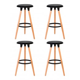 Набор 4 шт Табурет барный DOBRIN ROYCE, ножки светлый бук, цвет чёрный (B-03)