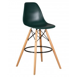 Стул барный DOBRIN DSW BAR, ножки светлый бук, цвет тёмно-зеленый (G-13)