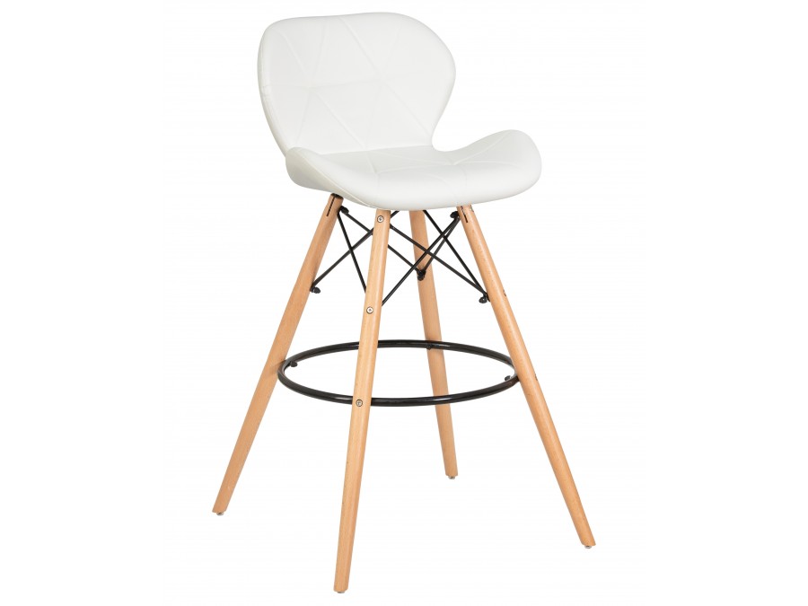 Стул барный DOBRIN BUTTERFLY BAR, ножки светлый бук, цвет белый