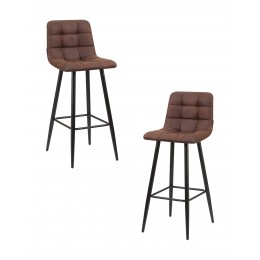 Набор 2 шт Стул барный DOBRIN NICOLE, черные матовые ножки, коричневая микрофибра (PK-03)