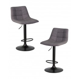 Набор 2 шт Стул барный DOBRIN TAILOR BLACK, серая ткань (188-55)