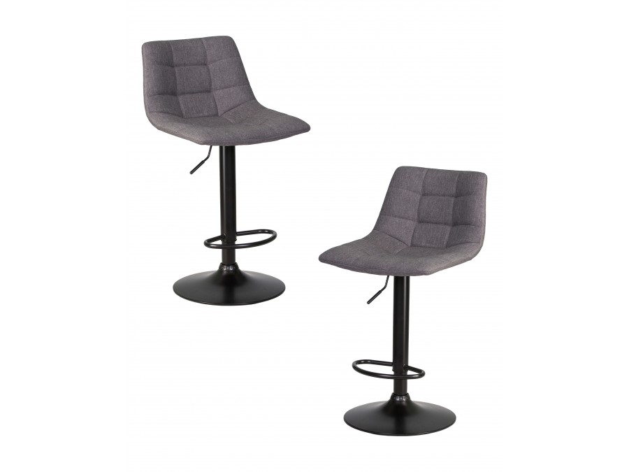 Набор 2 шт Стул барный DOBRIN TAILOR BLACK, серая ткань (188-55)