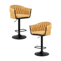 Набор 2 шт Стул барный DOBRIN LEON, жёлтая ткань (LAR 275-8)