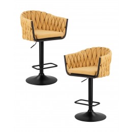 Набор 2 шт Стул барный DOBRIN LEON, жёлтая ткань (LAR 275-8)