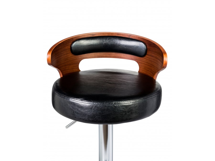 Стул барный DOBRIN FRED, коричневое дерево, чёрный