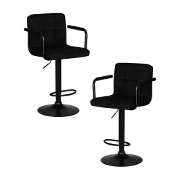 Набор 2 шт Стул барный DOBRIN KRUGER ARM BLACK, черный вельвет (LAR-E2041-52)