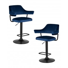 Набор 2 шт Стул барный DOBRIN CHARLY BLACK, синий велюр (MJ9-117)