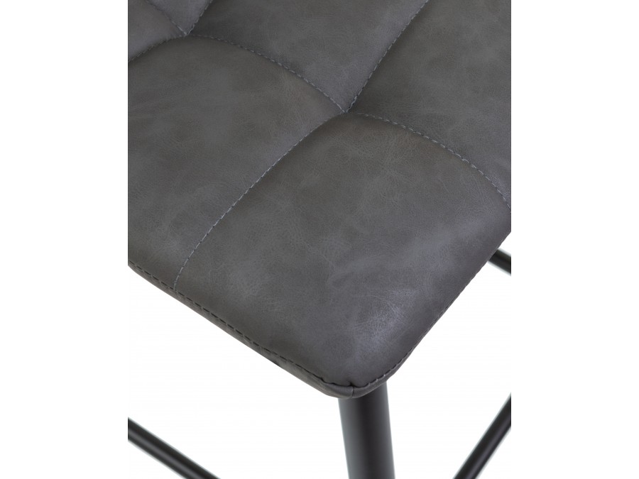 Стул барный DOBRIN NICOLE, черные матовые ножки, серая антрацитовая винтажная экокожа (RU-08)