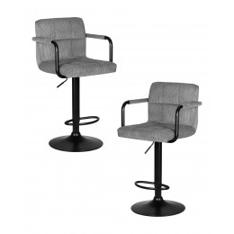 Набор 2 шт Стул барный DOBRIN KRUGER ARM BLACK, серый вельвет (LAR-E2041-25)