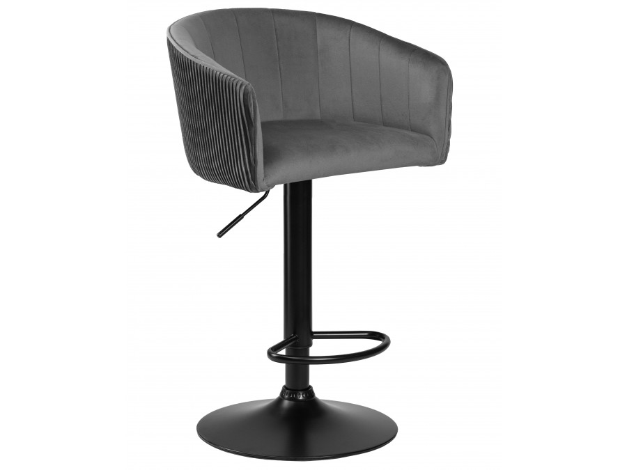 Стул барный DOBRIN DARCY BLACK, серый велюр (1922-19)