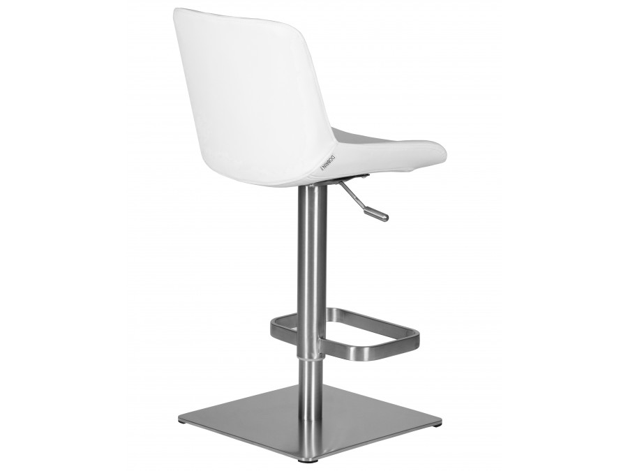 Стул барный DOBRIN ALDO, белый PU P23, основание из нержавеющей стали