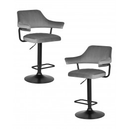 Набор 2 шт Стул барный DOBRIN CHARLY BLACK, серый велюр (MJ9-75)