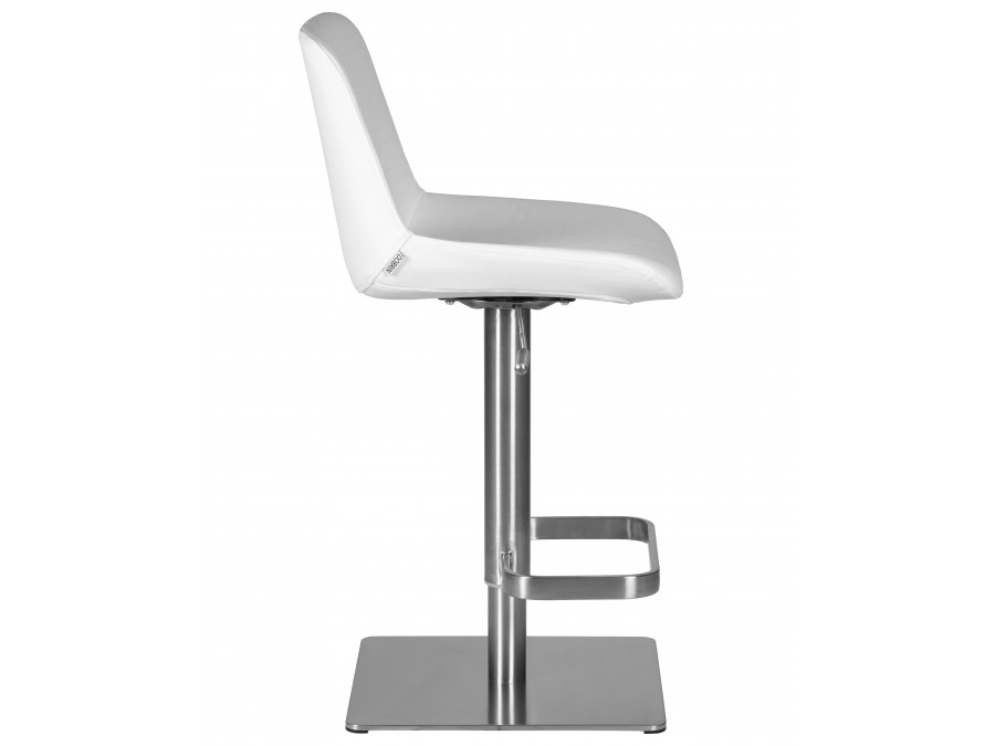 Стул барный DOBRIN ALDO, белый PU P23, основание из нержавеющей стали