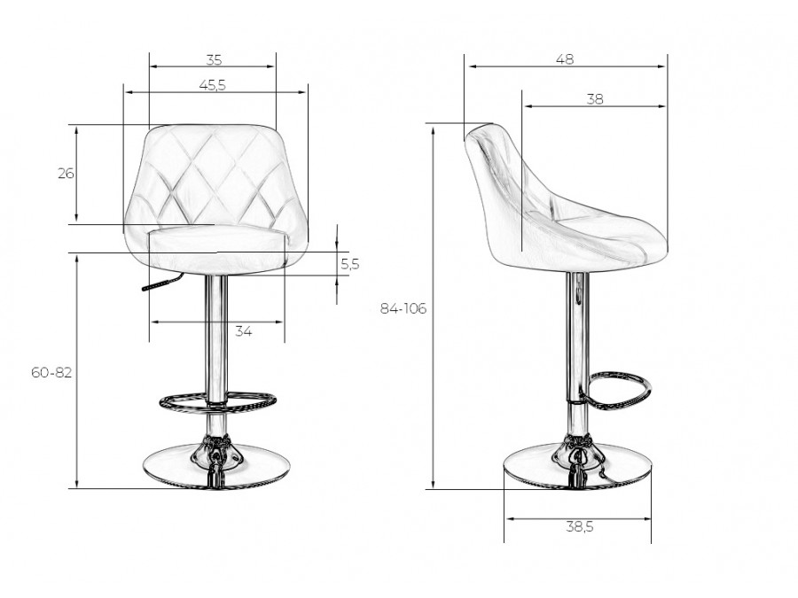 Стул барный DOBRIN LOGAN BLACK, пудрово-сиреневый велюр (MJ9-52)