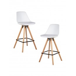 Набор 2 шт Стул полубарный DOBRIN RONNI, ножки светлый бук, белый (ZL-W-02)