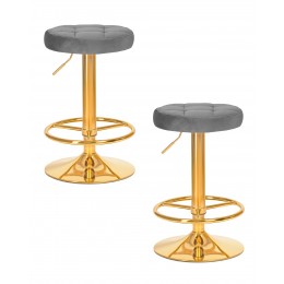 Набор 2 шт Табурет барный DOBRIN BRUNO GOLD, серый велюр (MJ9-75)