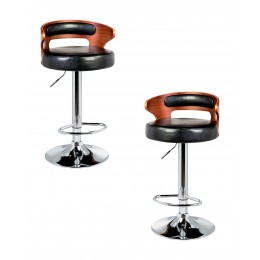 Набор 2 шт Стул барный DOBRIN FRED, коричневое дерево, чёрный