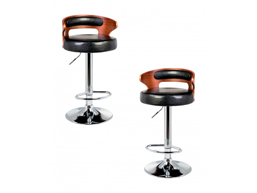 Набор 2 шт Стул барный DOBRIN FRED, коричневое дерево, чёрный