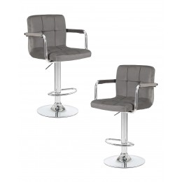 Набор 2 шт Стул барный DOBRIN KRUGER ARM, серый велюр (MJ9-75)