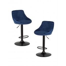 Набор 2 шт Стул барный DOBRIN LOGAN BLACK, синий велюр (MJ9-117)