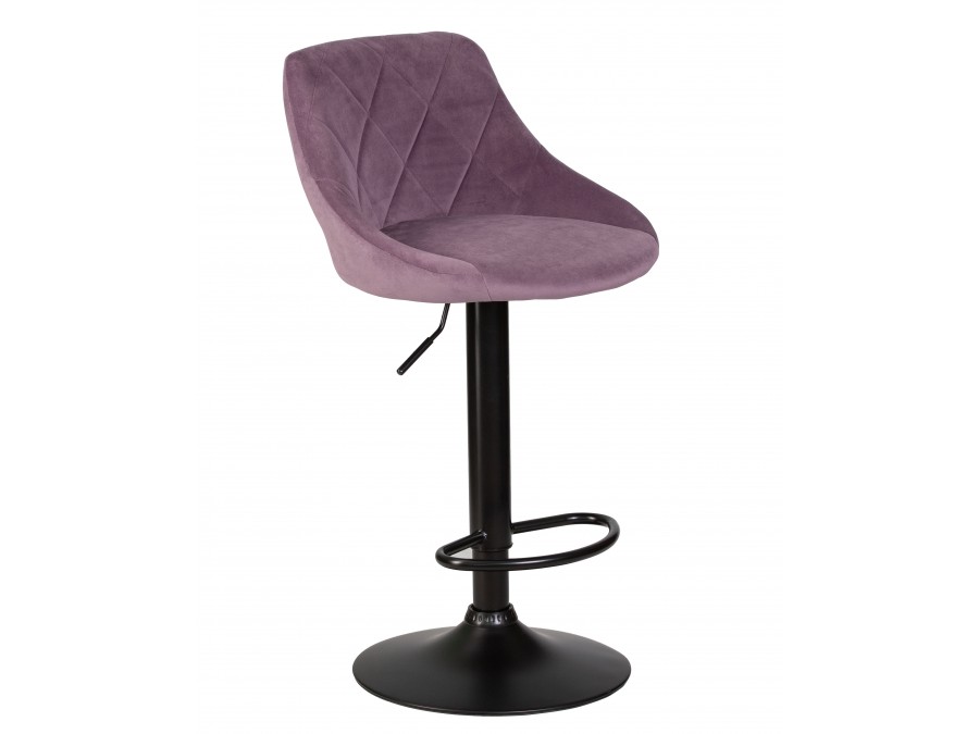 Стул барный DOBRIN LOGAN BLACK, пудрово-сиреневый велюр (MJ9-52)