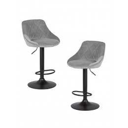 Набор 2 шт Стул барный DOBRIN LOGAN BLACK, серый велюр (MJ9-75)