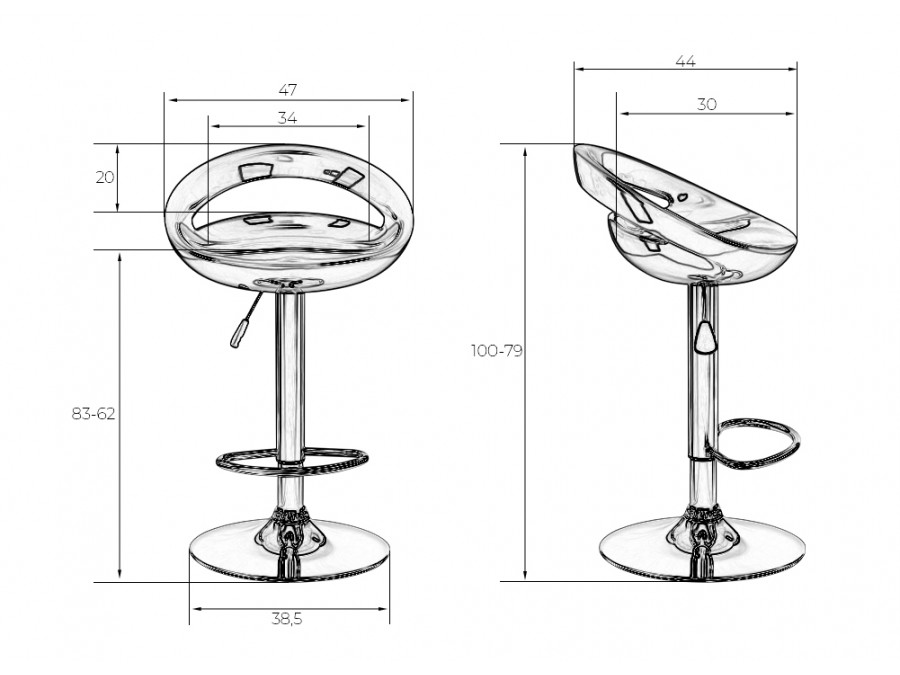 Набор 2 шт Стул барный DOBRIN DISCO, оранжевый