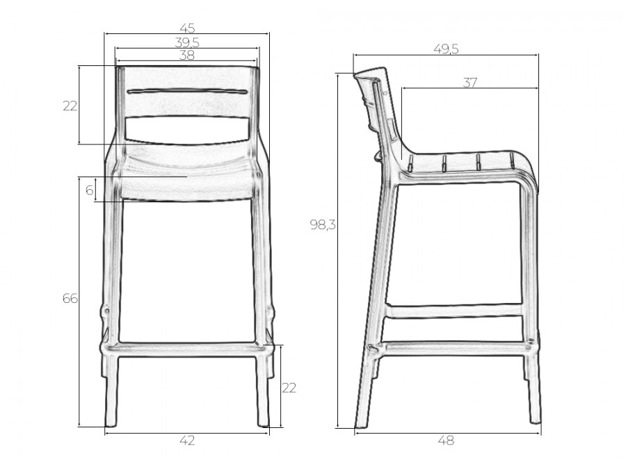 Набор 4 шт Стул полубарный DOBRIN NESSA, черный (B-03)