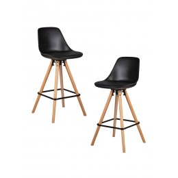 Набор 2 шт Стул полубарный DOBRIN RONNI, ножки светлый бук, черный (B-03)