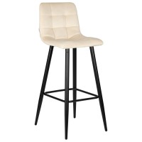 Стул барный DOBRIN NICOLE, черные матовые ножки, кремовый велюр (108-113)